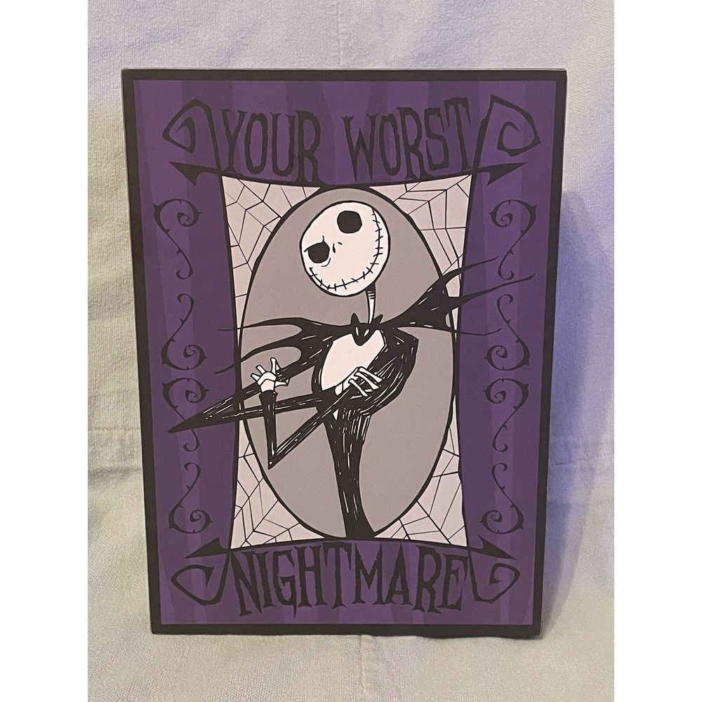 NEW Nightmare‎ Before Christmas Purple Wood Box Art Jack "Your Worst Nightmare"